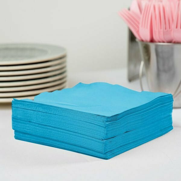 Creative Converting 583131B Turquoise Blue 3-Ply 1/4 Fold Luncheon Napkin, 500PK P1/4TQ